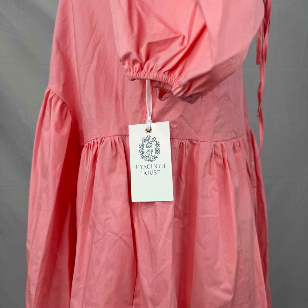 NWT Hyacinth House Tuckernuck Pink Puff Sleeve Crew Neck Babydoll Dress Small - Picture 6 of 15